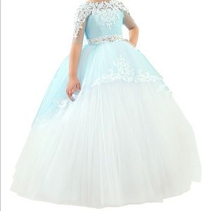 White and blue princess party dress size 10/12